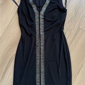 Calvin Klein Black Scuba Sleath Elegant Silver and Bronze Jeweled $129 Retail